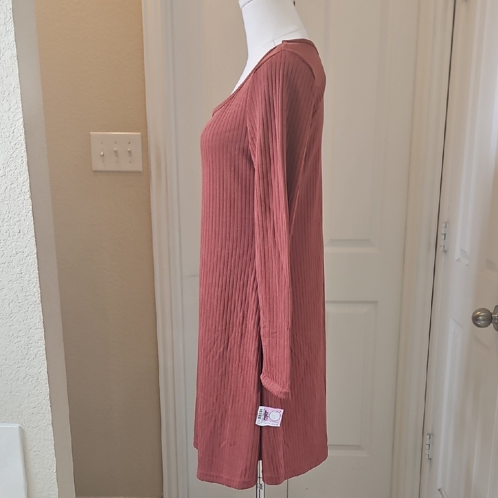 Old Navy Fit & Flare Rib-Knit Long-Sleeve Mini Dress in Copper Sizes XSP,S,M,L - Picture 4 of 9